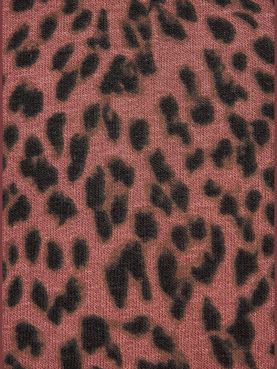 Pull à capuche imprimé motif léopard confort bords-côtes