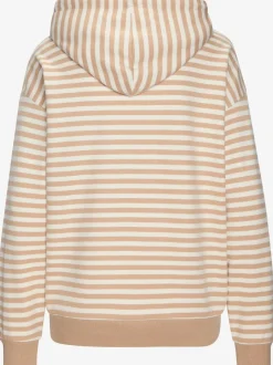 Pull à capuche à rayures avec finitions côtelées et cordon ajustable