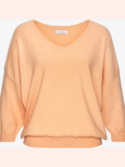 Pull chauve-souris avec encolure V et manches 3/4 en tricot doux