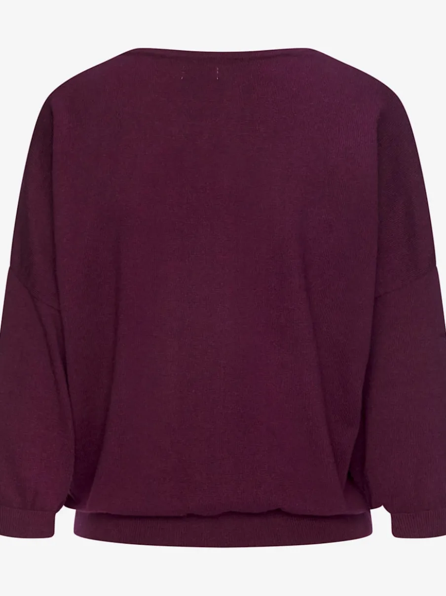 Pull chauve-souris avec encolure V et manches 3/4 en tricot doux