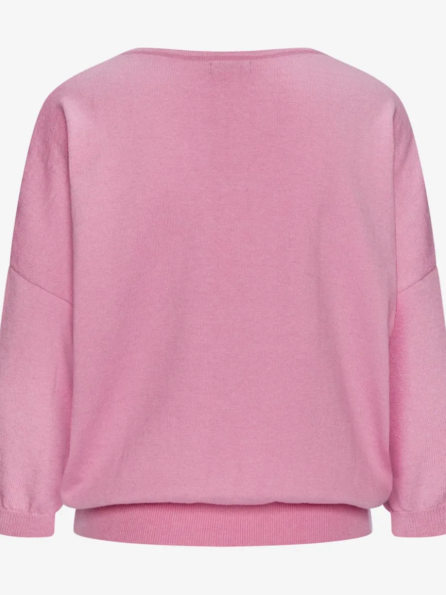 Pull chauve-souris avec encolure V et manches 3/4 en tricot doux