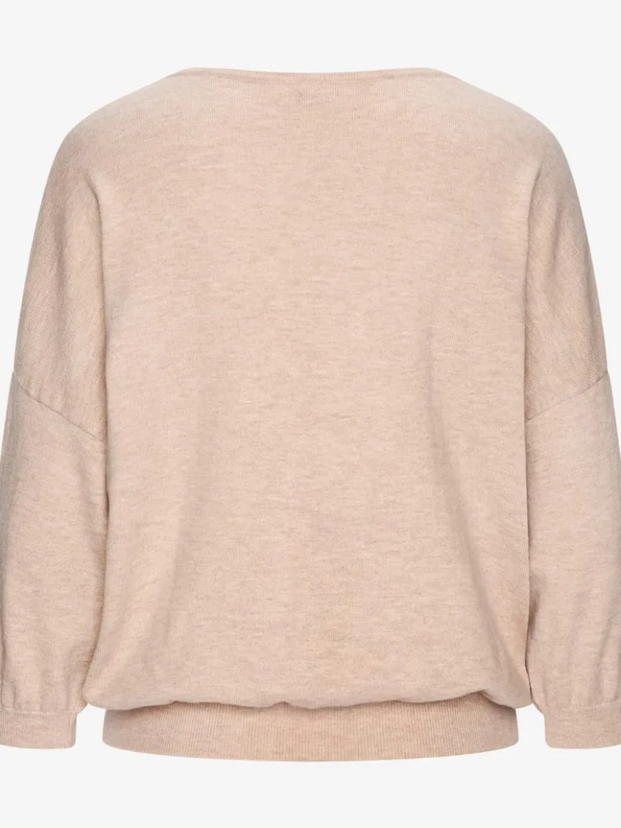 Pull chauve-souris avec encolure V et manches 3/4 en tricot doux