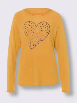 Pull chauve-souris doux avec motif cœur brillant