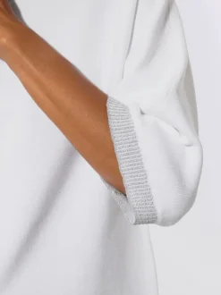 Pull chauve-souris à encolure en U et manches 3/4 avec motif tricoté horizontal