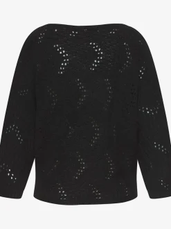 Pull chauve-souris encolure en U manches 3/4 tricoté
