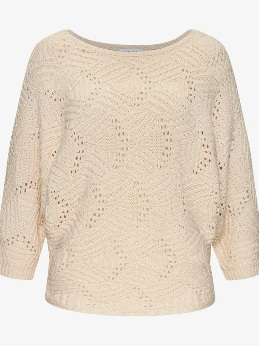 Pull chauve-souris encolure en U manches 3/4 tricoté