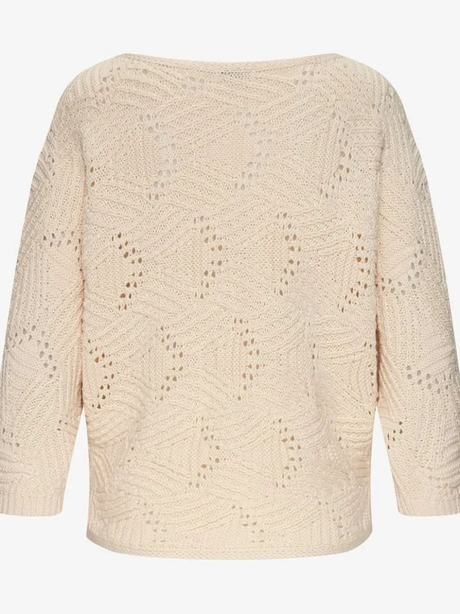 Pull chauve-souris encolure en U manches 3/4 tricoté