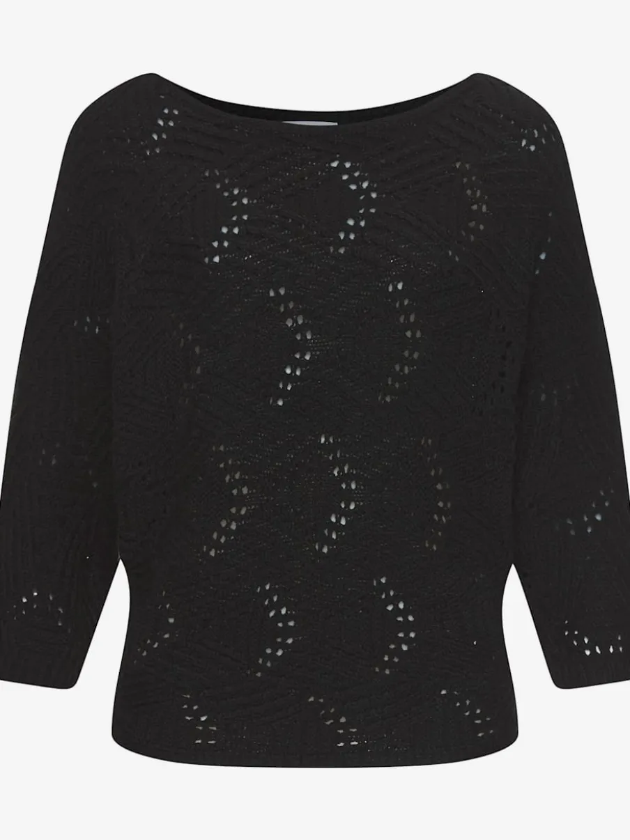 Pull chauve-souris encolure en U manches 3/4 tricoté