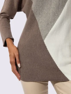 Pull chauve-souris en mélange de modal avec motif intarsia et finitions droites