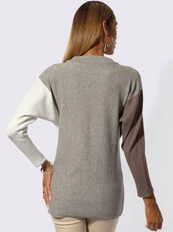 Pull chauve-souris en mélange de modal avec motif intarsia et finitions droites