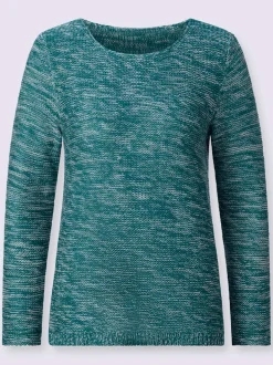 Pull chiné à col rond et manches longues féminines