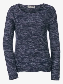 Pull chiné à col rond et manches longues féminines