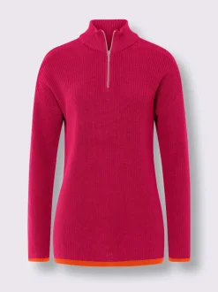 Pull à col camionneur en tricot côtelé avec manches longues