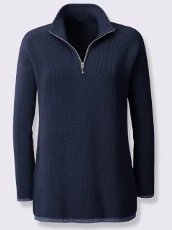Pull à col camionneur en tricot côtelé avec manches longues