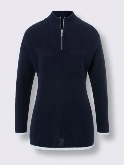 Pull à col camionneur en tricot côtelé avec manches longues