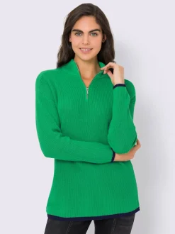 Pull à col camionneur en tricot côtelé avec manches longues