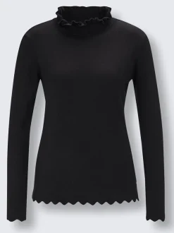 Pull à col montant avec finitions ondulées et motif animal