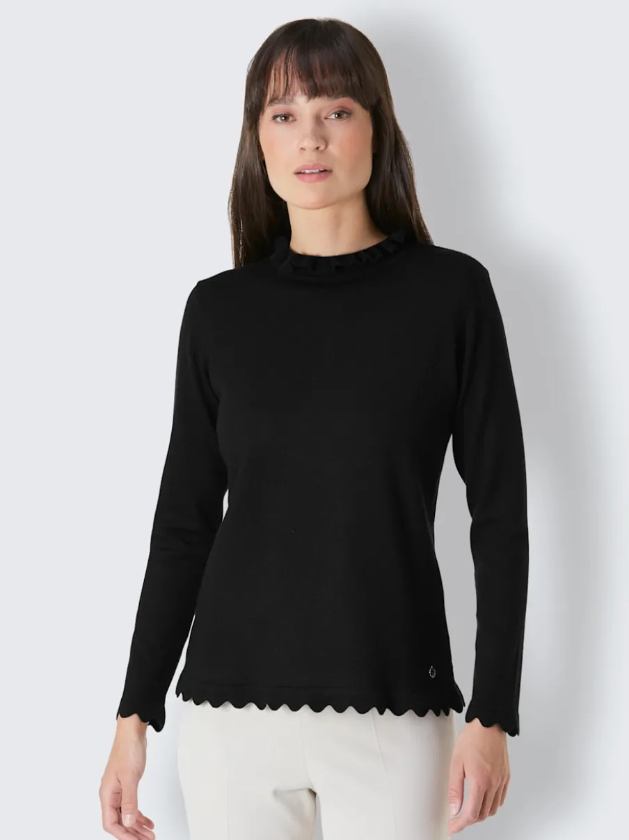 Pull à col montant avec finitions ondulées et motif animal
