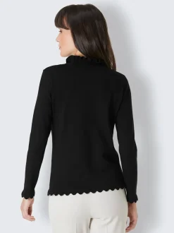 Pull à col montant avec finitions ondulées et motif animal