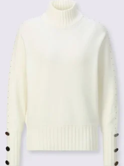 Pull à col montant avec manches chauve-souris et ornements