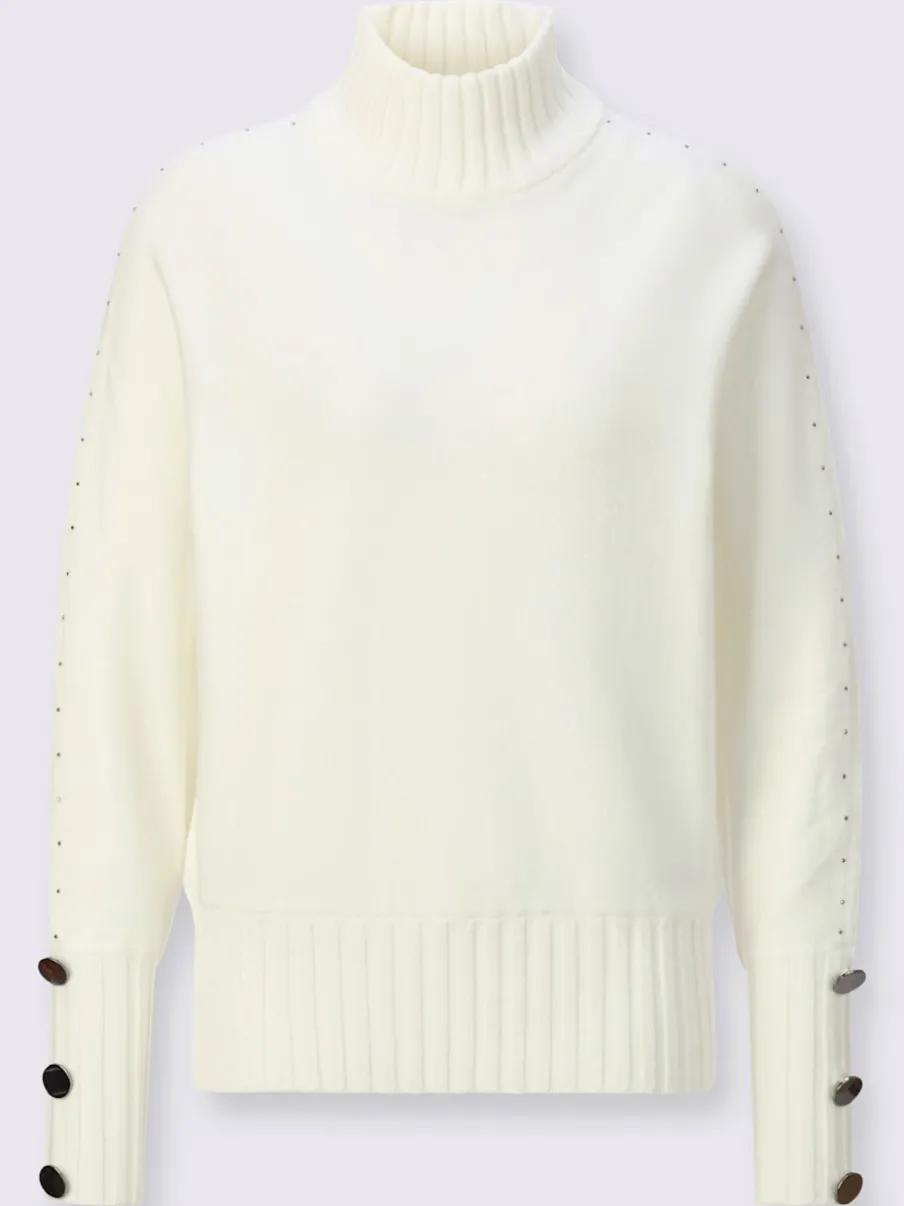 Pull à col montant avec manches chauve-souris et ornements