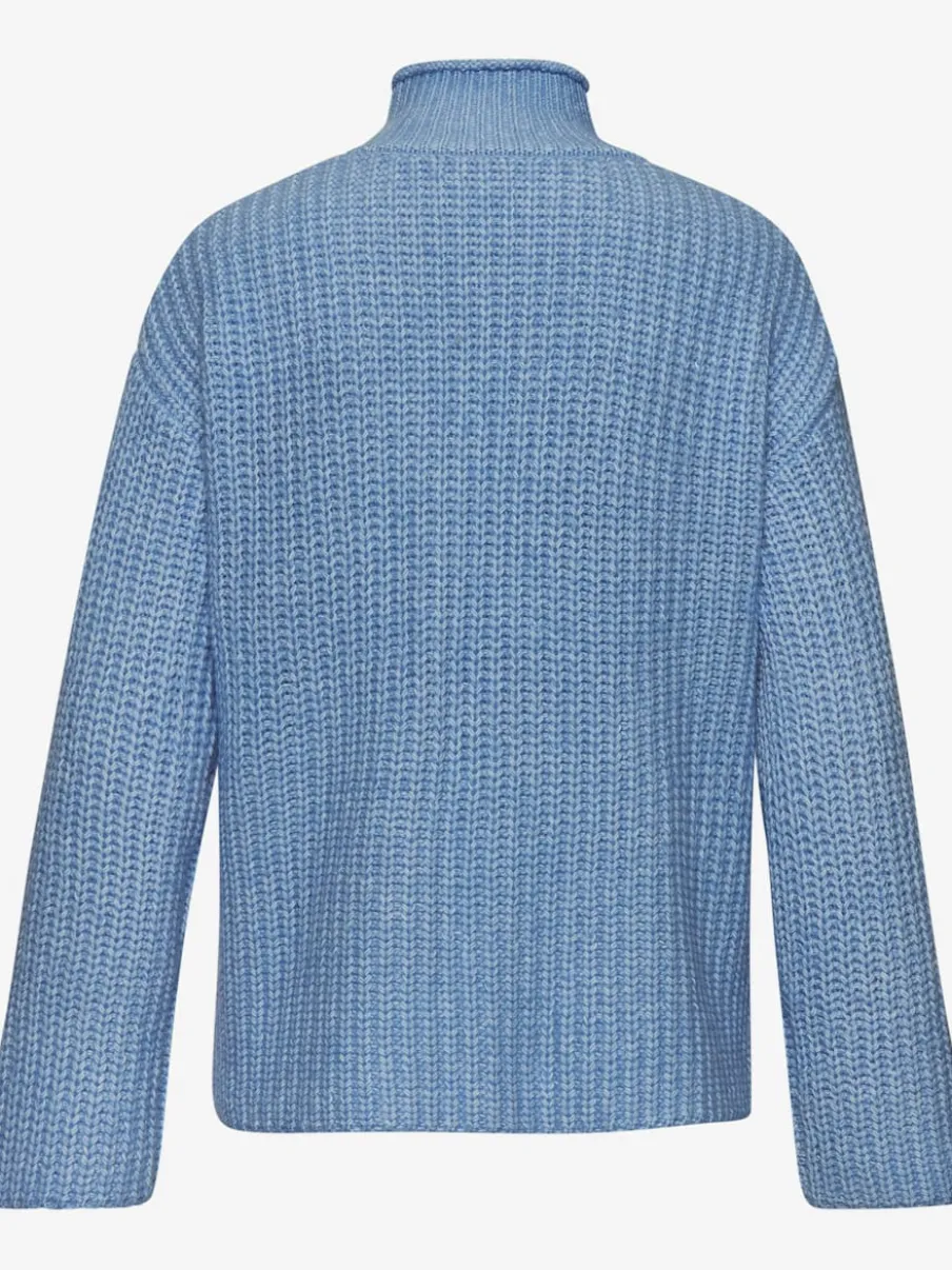 Pull à col montant avec manches longues en tricot chiné