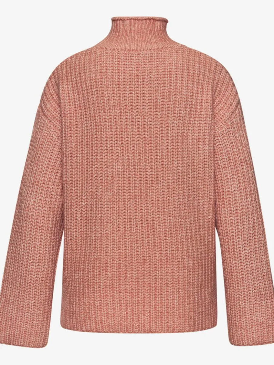 Pull à col montant avec manches longues en tricot chiné