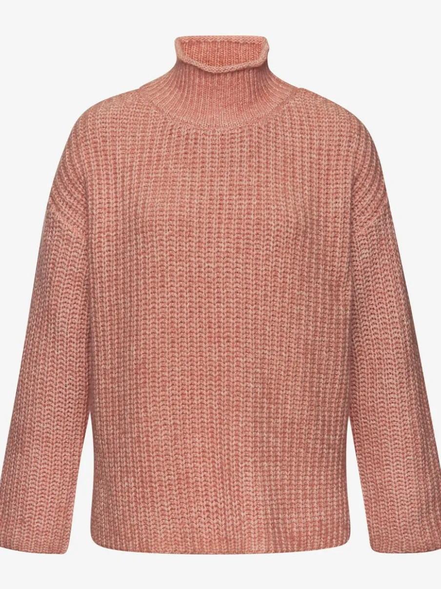Pull à col montant avec manches longues en tricot chiné