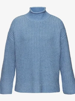 Pull à col montant avec manches longues en tricot chiné
