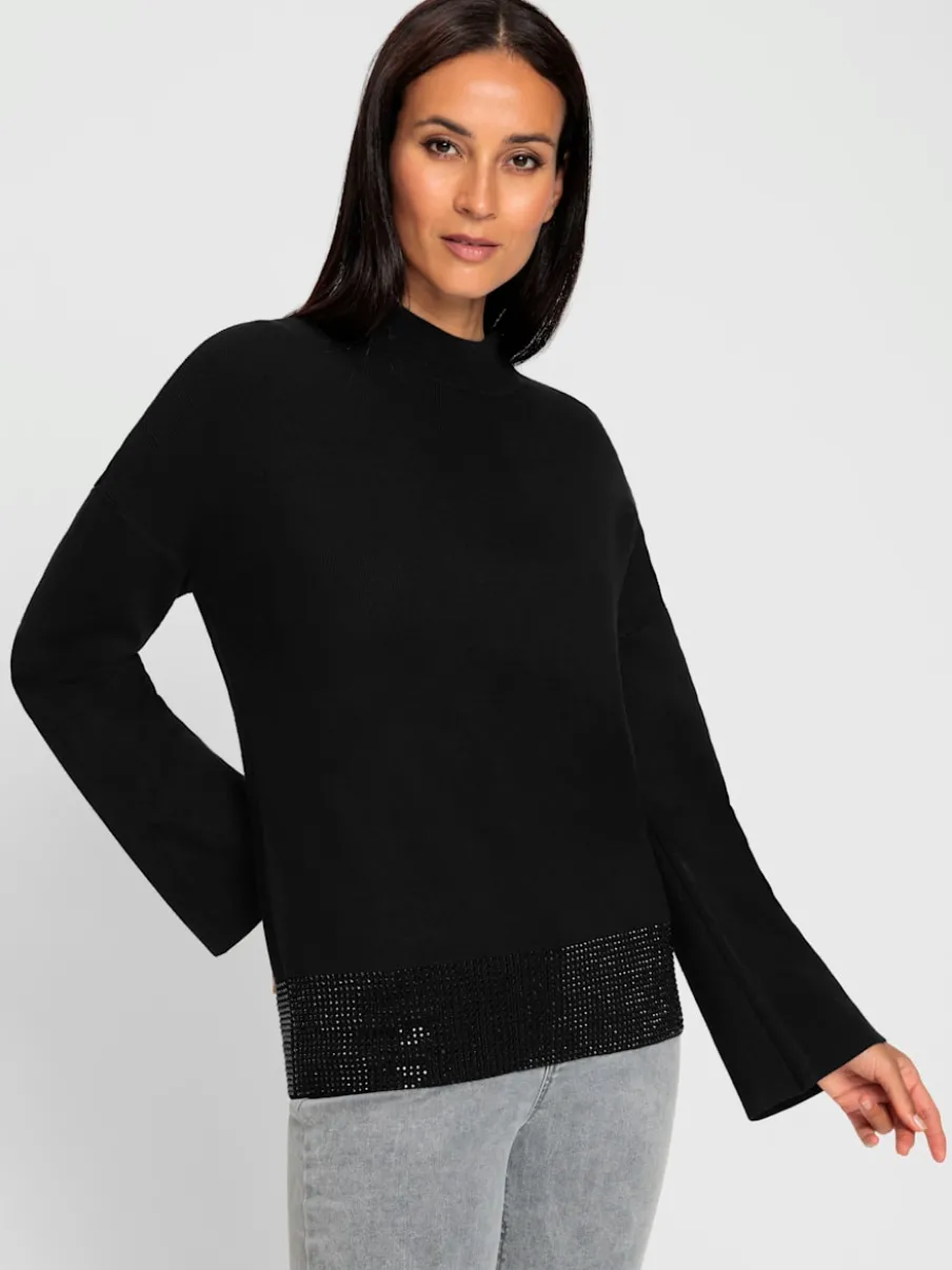 Pull à col montant avec petites pierres brillantes décoratives