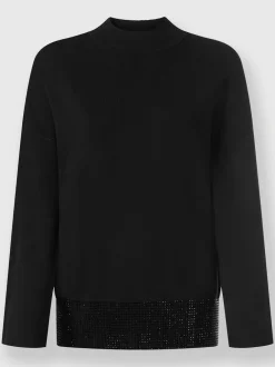 Pull à col montant avec petites pierres brillantes décoratives