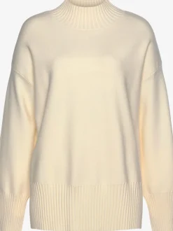 Pull col montant en tricot côtelé avec manches longues