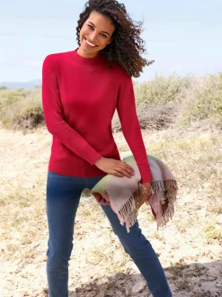 Pull à col montant en tricot fin doux côtelé