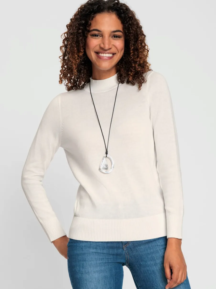 Pull à col montant en tricot fin doux côtelé
