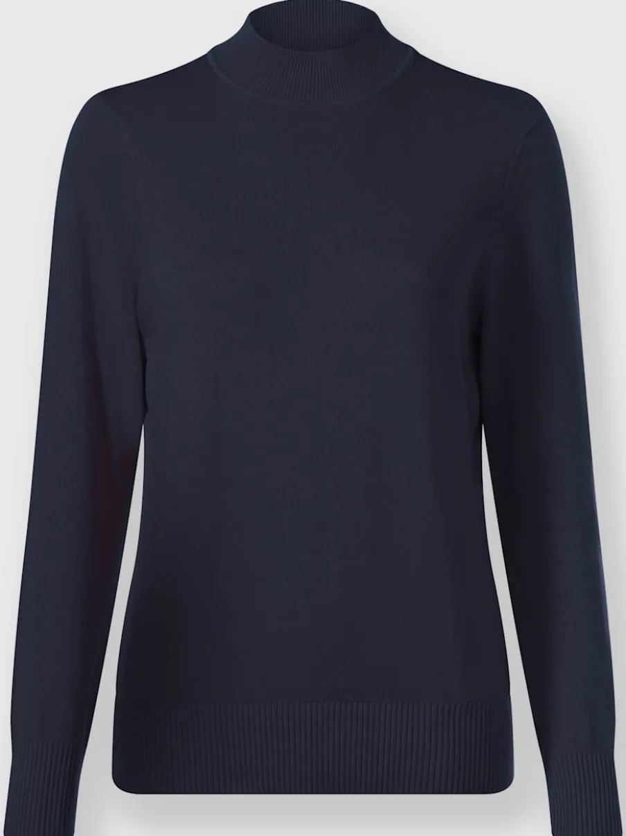Pull à col montant en tricot fin doux côtelé