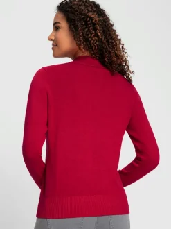 Pull à col montant en tricot fin doux côtelé