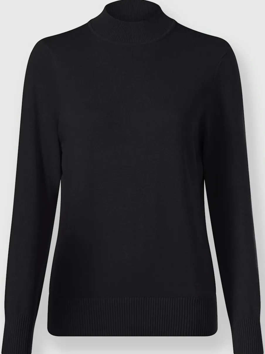 Pull à col montant en tricot fin doux côtelé