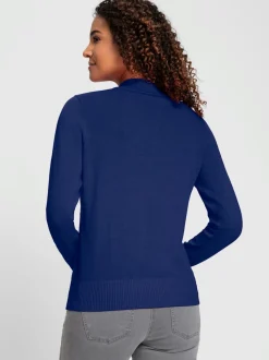 Pull à col montant en tricot fin doux côtelé