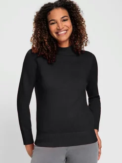 Pull à col montant en tricot fin doux côtelé