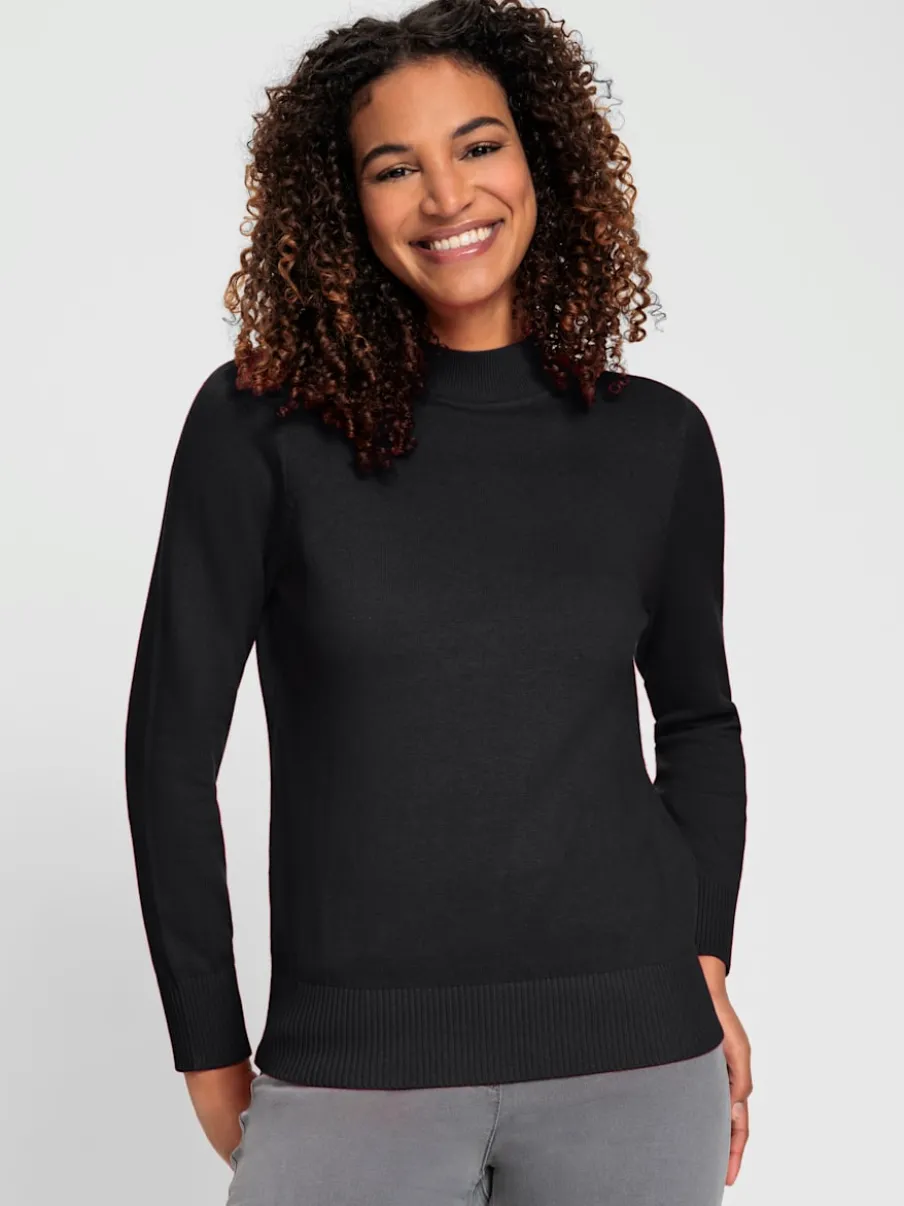 Pull à col montant en tricot fin doux côtelé