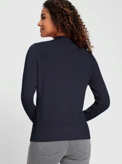 Pull à col montant en tricot fin doux côtelé