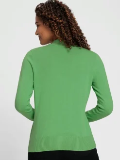 Pull à col montant en tricot fin doux côtelé
