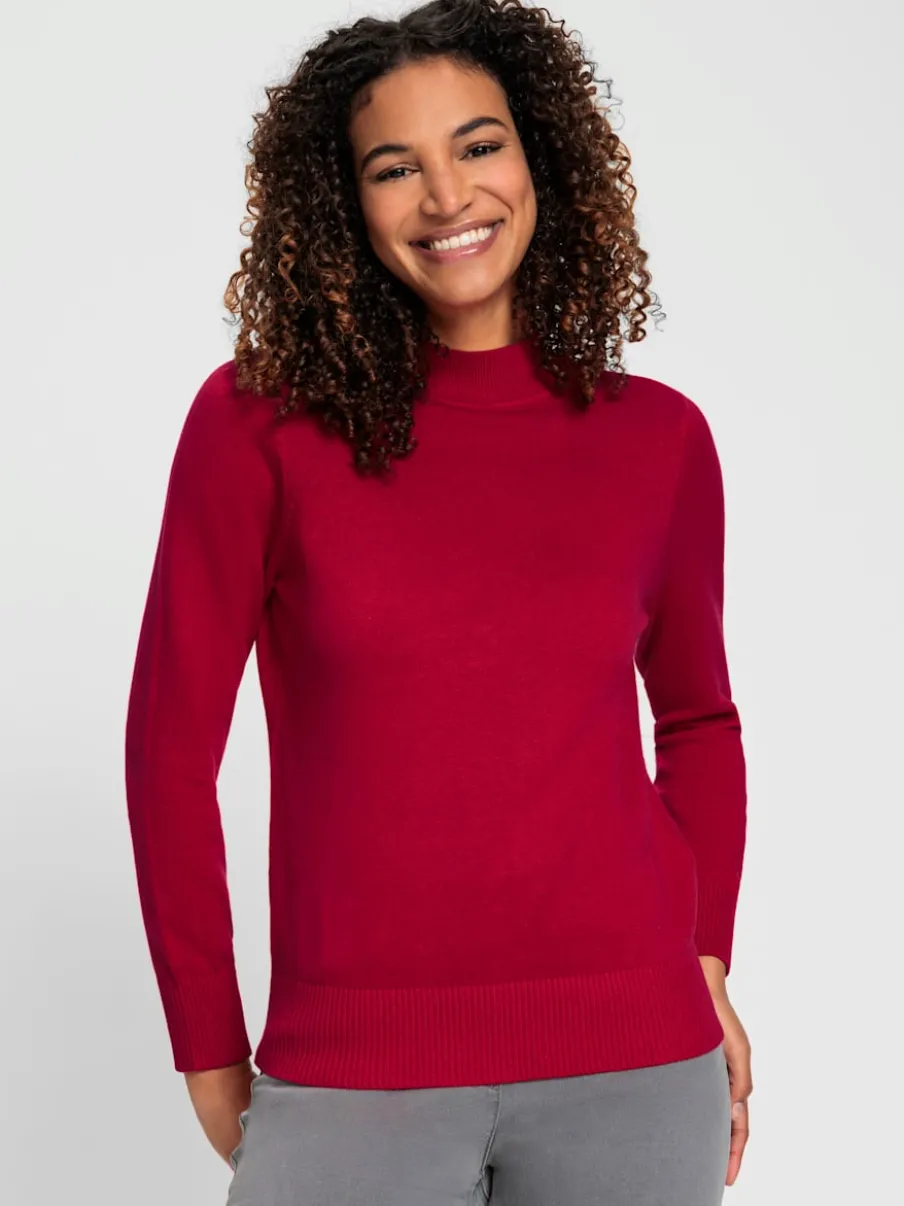 Pull à col montant en tricot fin doux côtelé