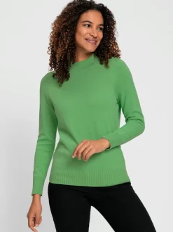 Pull à col montant en tricot fin doux côtelé