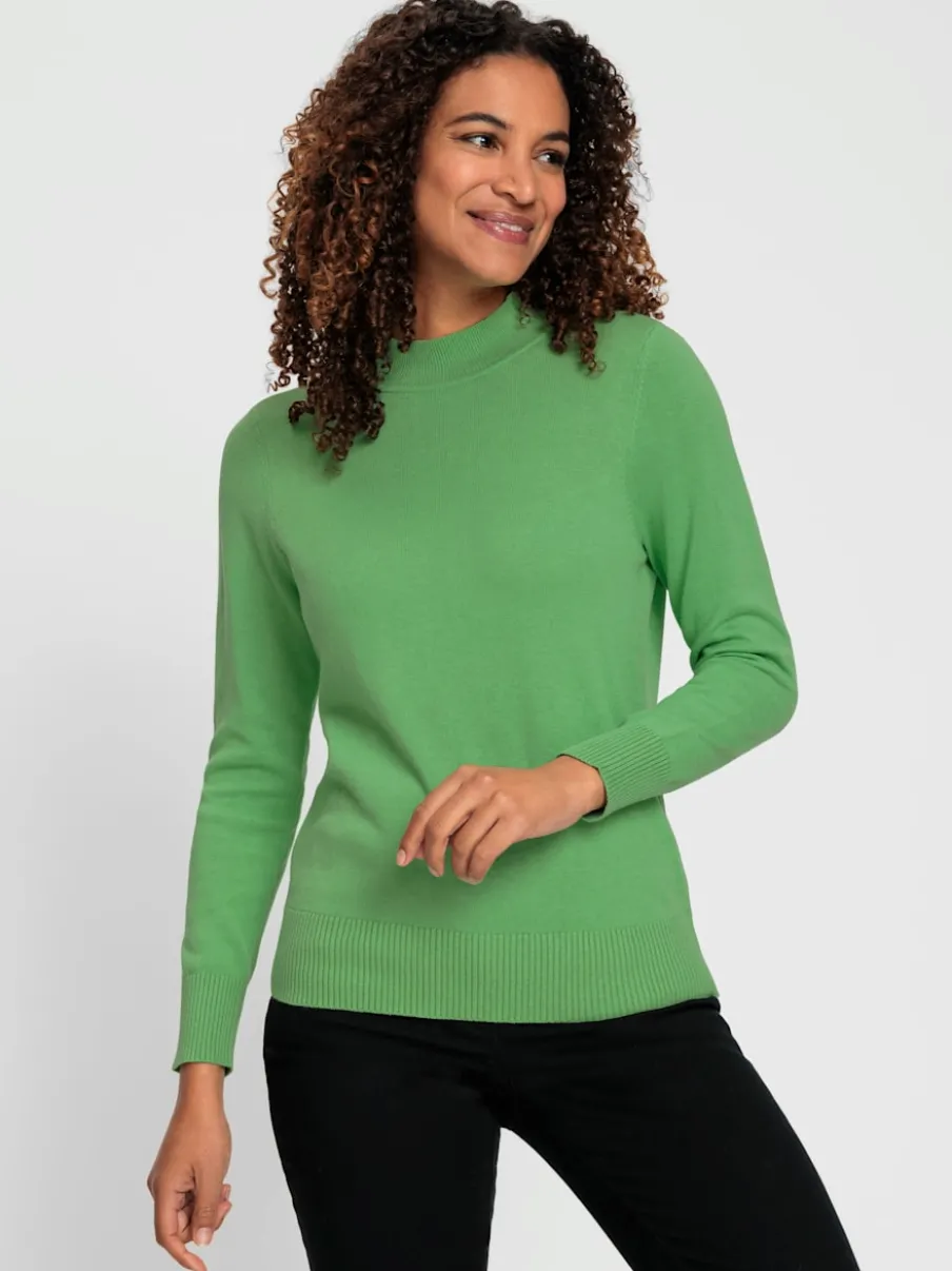 Pull à col montant en tricot fin doux côtelé