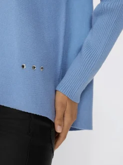 Pull à col montant en viscose doux à manches longues avec détails brillants