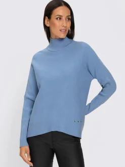 Pull à col montant en viscose doux à manches longues avec détails brillants