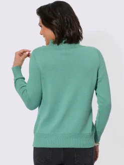 Pull à col montant à manches longues en coton tricoté