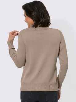 Pull à col montant à manches longues en coton tricoté