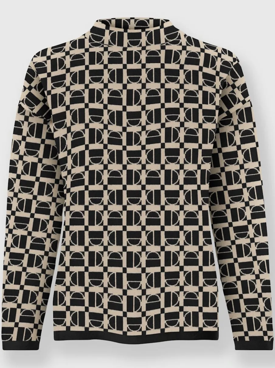 Pull à col montant à motifs graphiques et manches longues